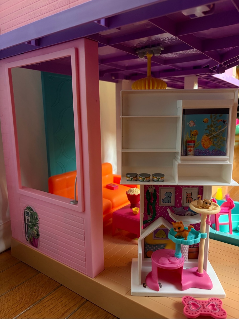 Barbie  Dream Multi-Level Playhouse in Pink, Purple, Teal includes accessories - Picture 2 of 10